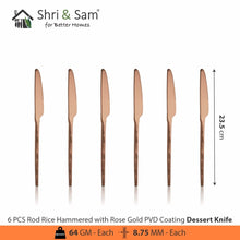 Stainless Steel Hand Crafted 24 PCS Cutlery Set with PVD Coating Rod Rice Hammered