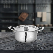 Stainless Steel Heavy Weight Hammered Casserole with SS Lid Platinum