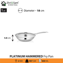 Stainless Steel Heavy Weight Hammered Fry Pan with SS Lid Platinum