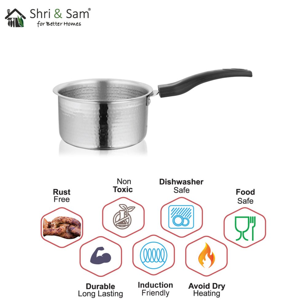 Stainless Steel Heavy Weight Hammered Sauce Pan