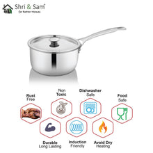 Stainless Steel Heavy Weight Sauce Pan with SS Lid Platinum