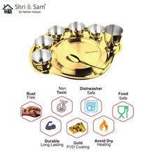 Stainless Steel Personalized Thali Set with Gold PVD Coating Nifty (Customized Name)