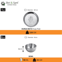 Stainless Steel Pooja Thali Set Durga Mata