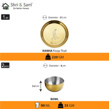Stainless Steel Pooja Thali Set with Gold PVD Coating Kanha