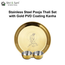 Stainless Steel Pooja Thali Set with Gold PVD Coating Kanha