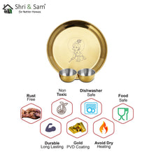 Stainless Steel Pooja Thali Set with Gold PVD Coating Kanha