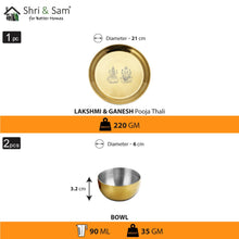 Stainless Steel Pooja Thali Set with Gold PVD Coating Laxmi & Ganesh
