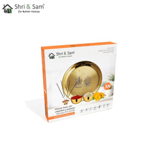 Stainless Steel Pooja Thali Set with Gold PVD Coating Laxmi & Ganesh