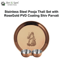 Stainless Steel Pooja Thali Set with Rose Gold PVD Coating Shiv Parvati