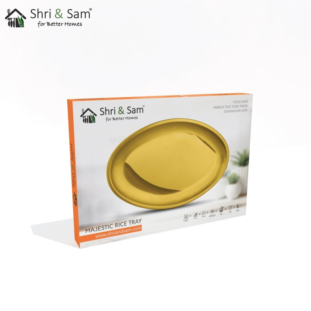 Stainless Steel Rice Tray with Gold PVD Coating Majestic